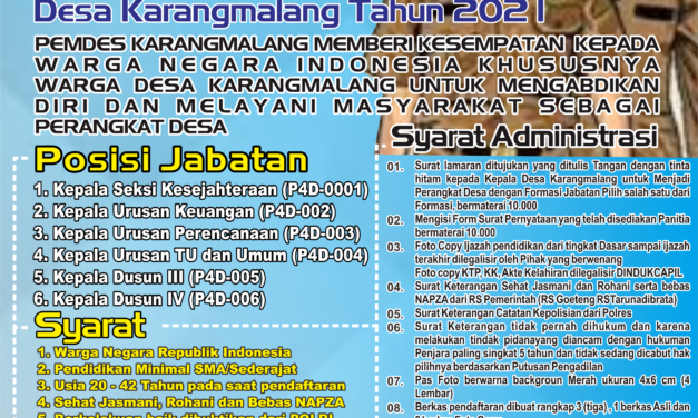 PENGISIAN PERANGKAT DESA KARANGMALANG TAHUN 2021