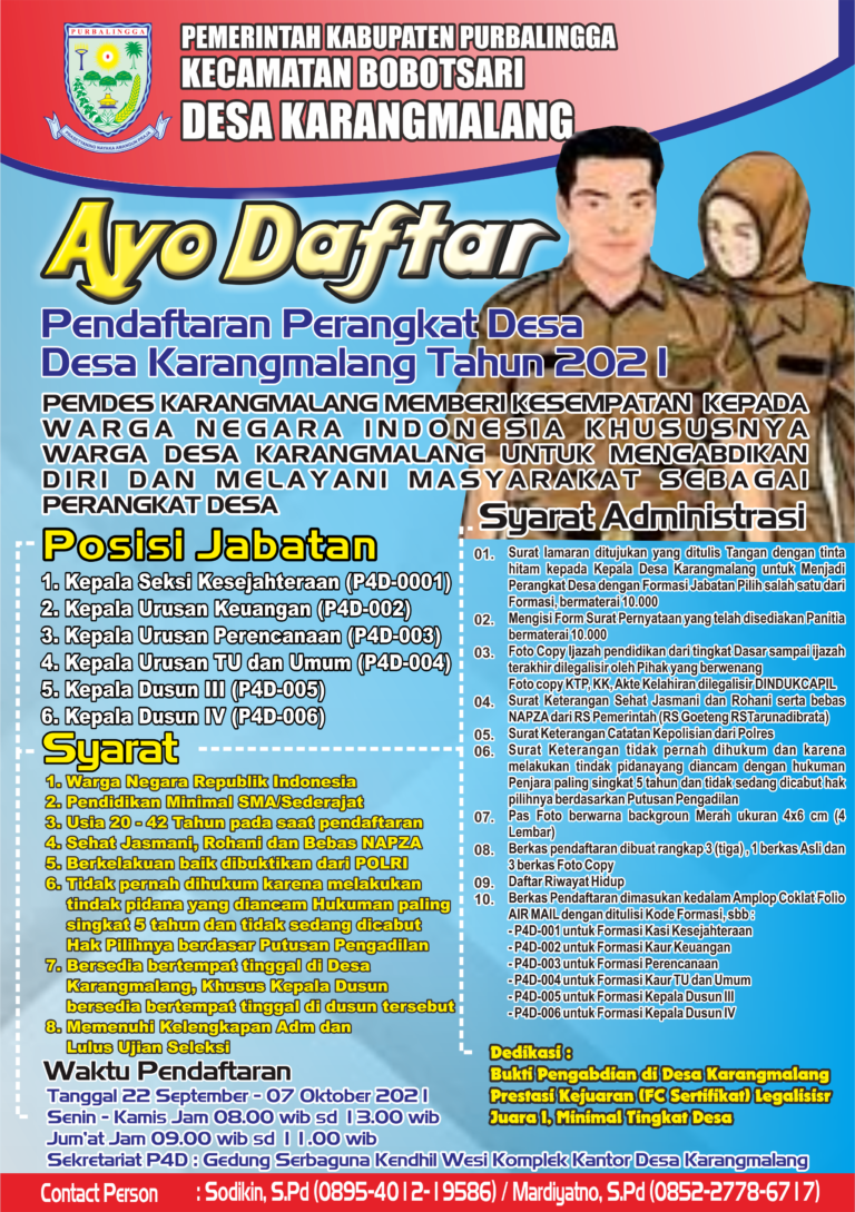 PENGISIAN PERANGKAT DESA KARANGMALANG TAHUN 2021